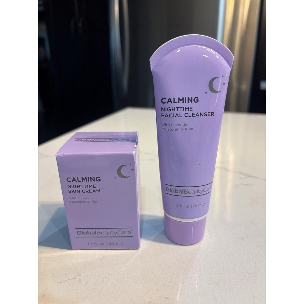 Global Beauty Care Calming Nighttime Facial Cleanser & Skin Cream Set NEW SEALED